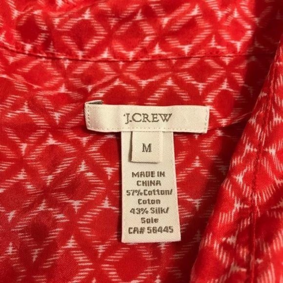 J Crew Red Coral Medium Charise Ikat Print Top - Picture 8 of 10